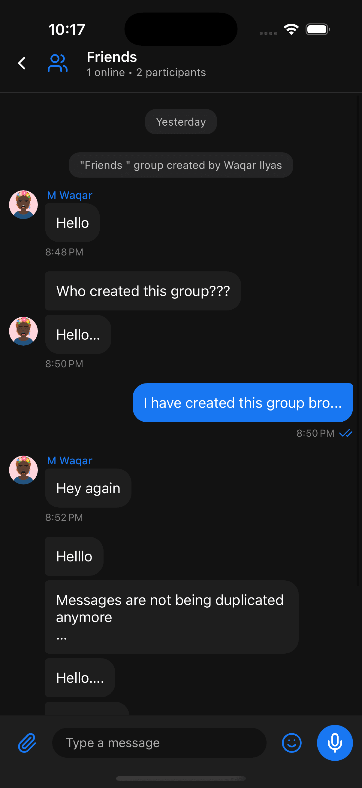 Encrypted group chat interface — WhatsApp-inspired design for residency cohorts and fellowship groups to discuss cases in real time