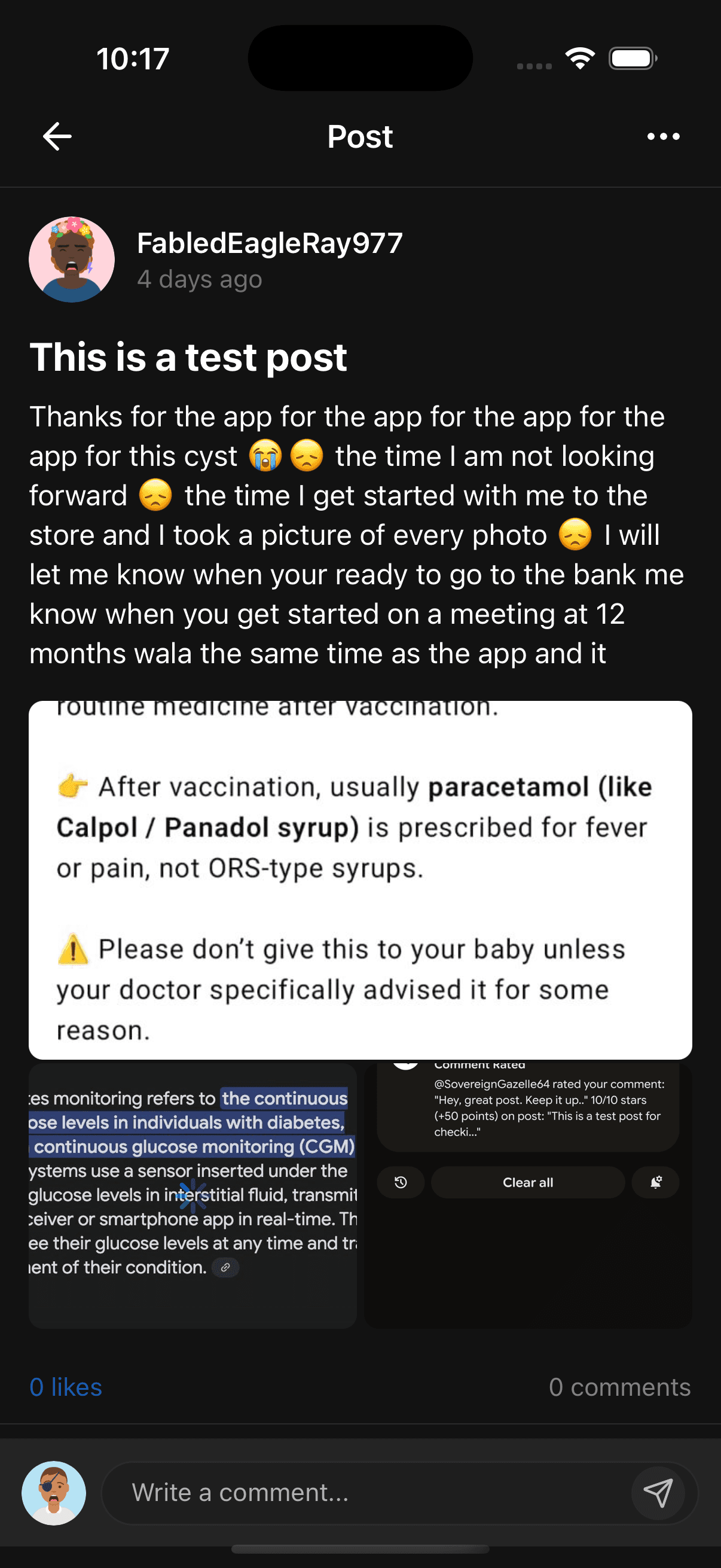 Post details in dark theme optimized for low-light reading environments — clinical case with differential diagnosis discussion
